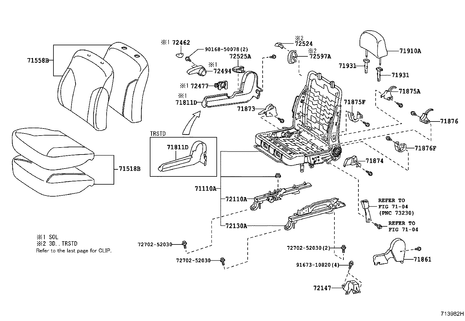 71120-52610 FRAME ASSY, FRONT SEAT W/ADJUSTER, LH product image
