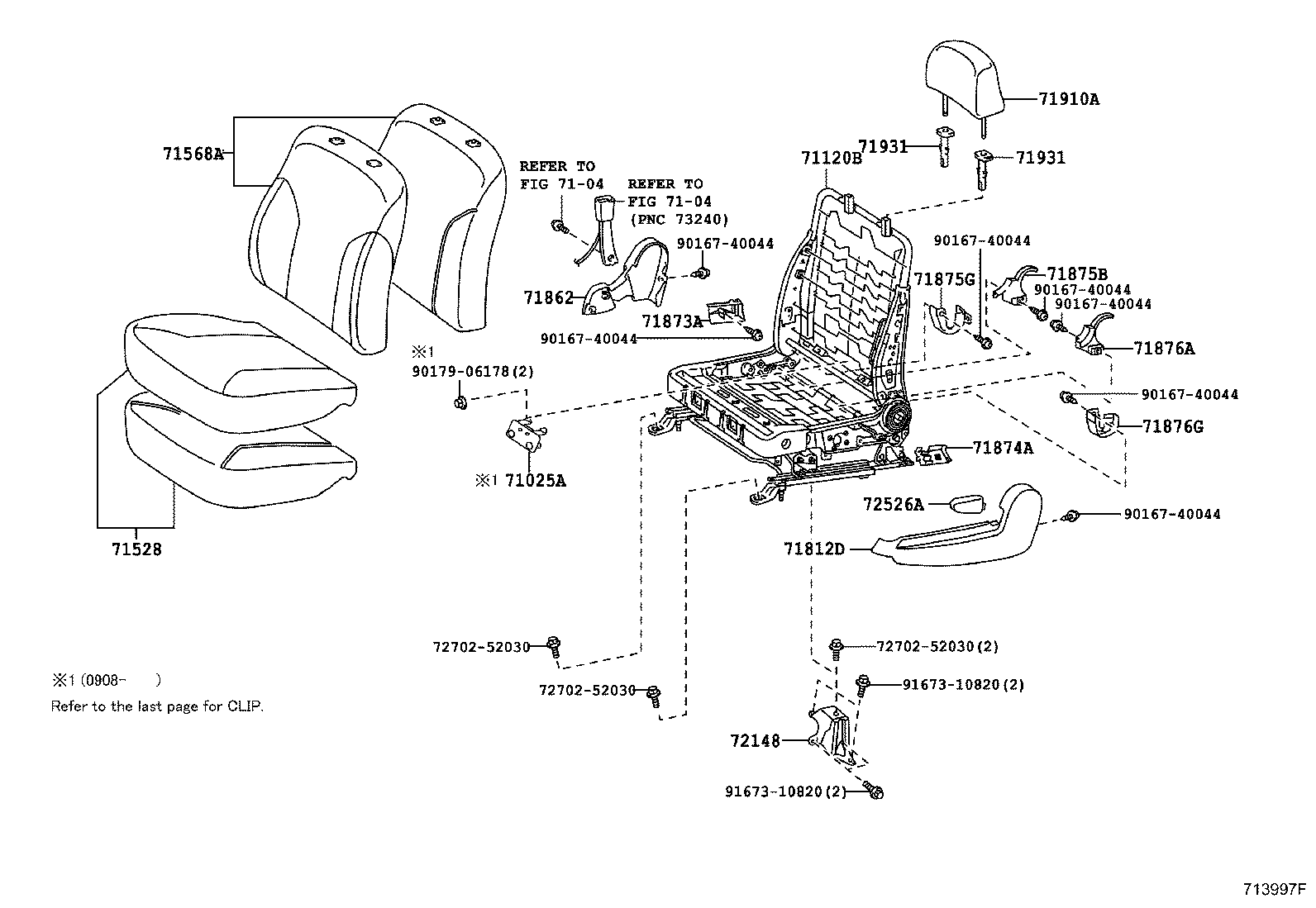 Toyota 71518-52Q40-B1 PAD, FRONT SEAT CUSHION W/COVER, RH