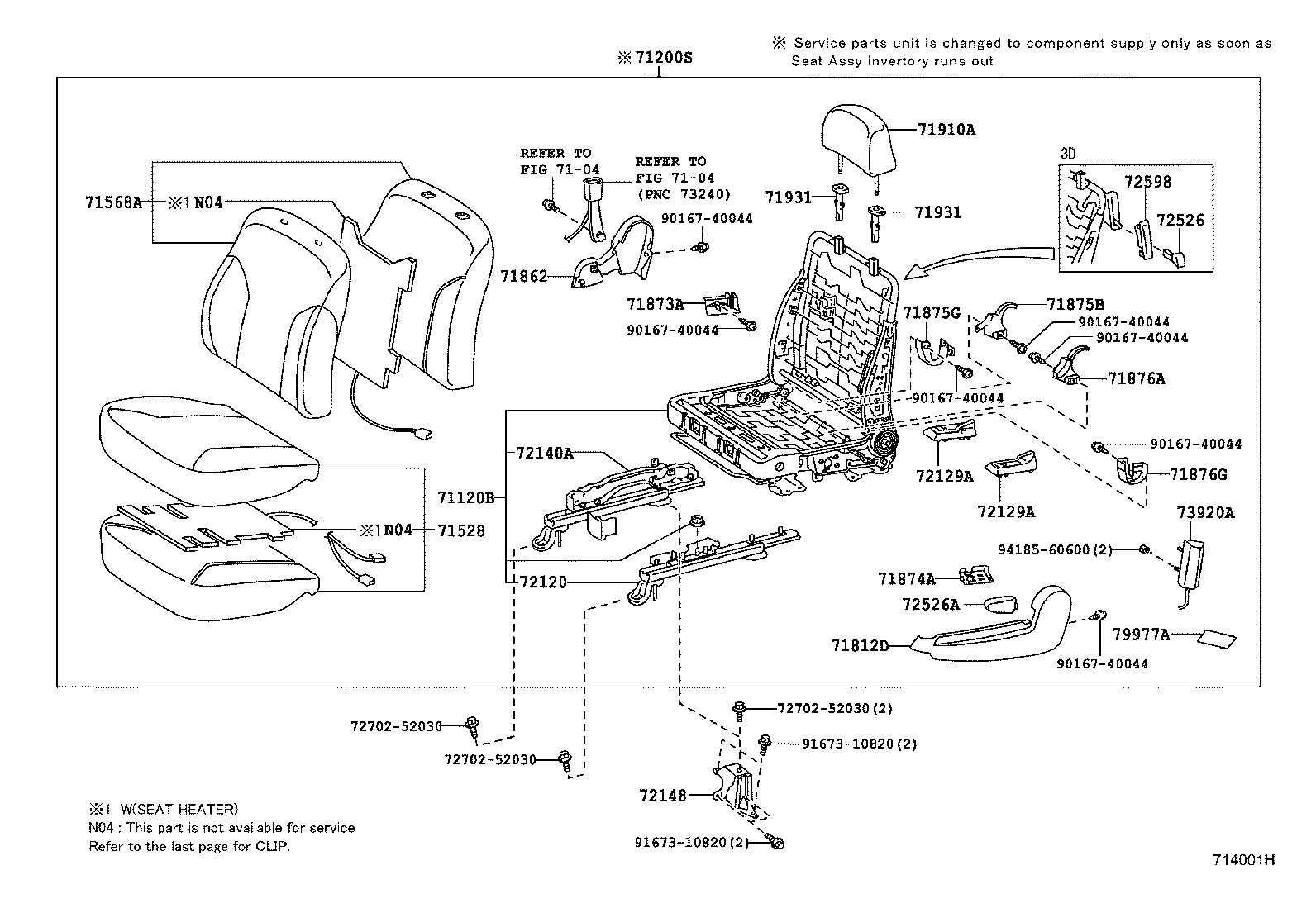 71120-52610 FRAME ASSY, FRONT SEAT W/ADJUSTER, LH product image