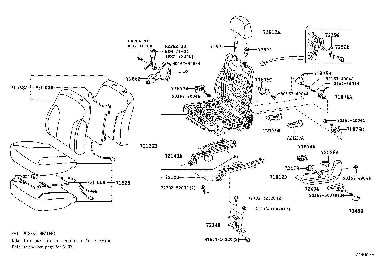 71120-52610 FRAME ASSY, FRONT SEAT W/ADJUSTER, LH product image