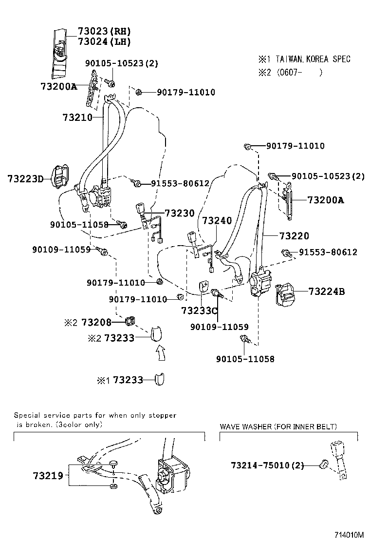 Toyota 73023-53010-A0 PLATE SUB-ASSY, FRONT SHOULDER BELT ANCHOR, RH