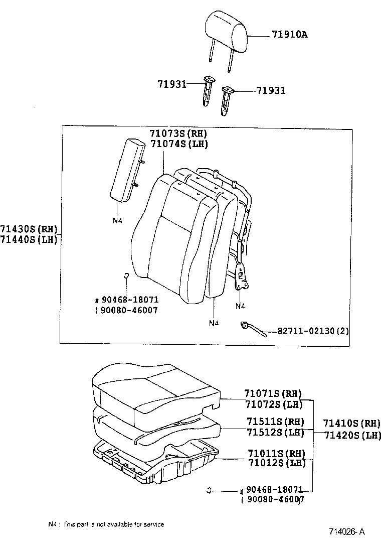 Toyota 71073-02130-B0 COVER, FRONT SEAT BACK, RH(FOR SEPARATE TYPE)