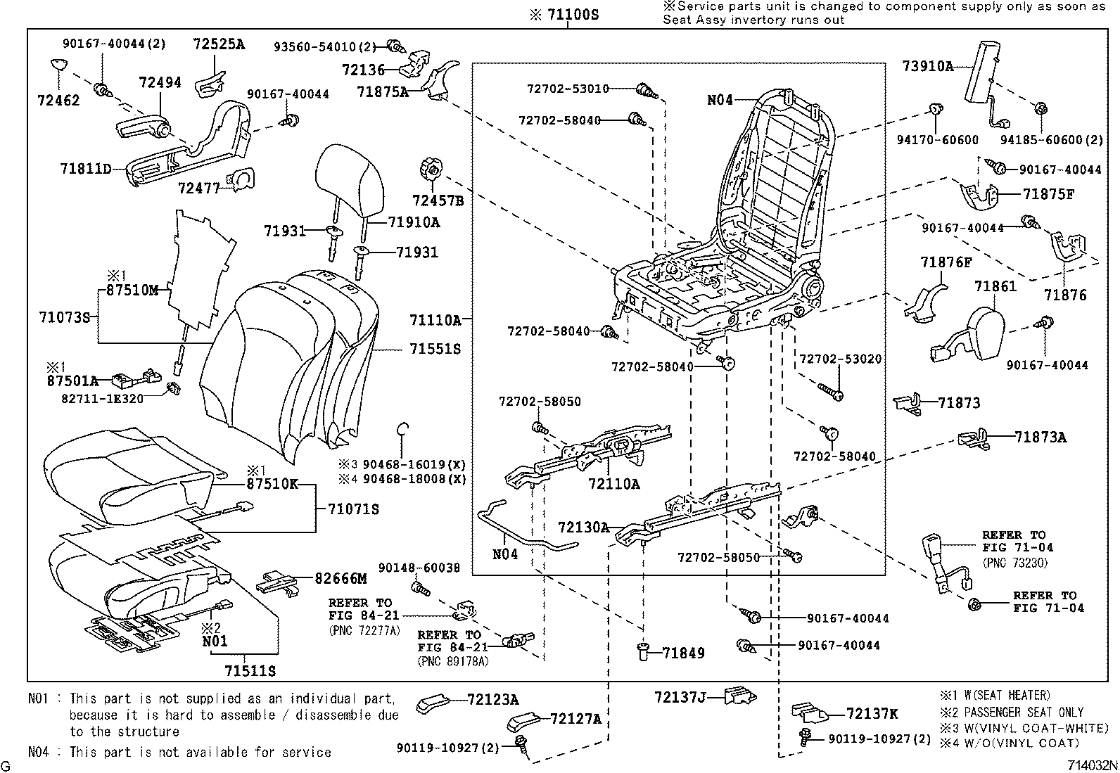 71502-53140 PAD, FRONT SEAT CUSHION, LH (FOR SEPARATE TYPE) product image