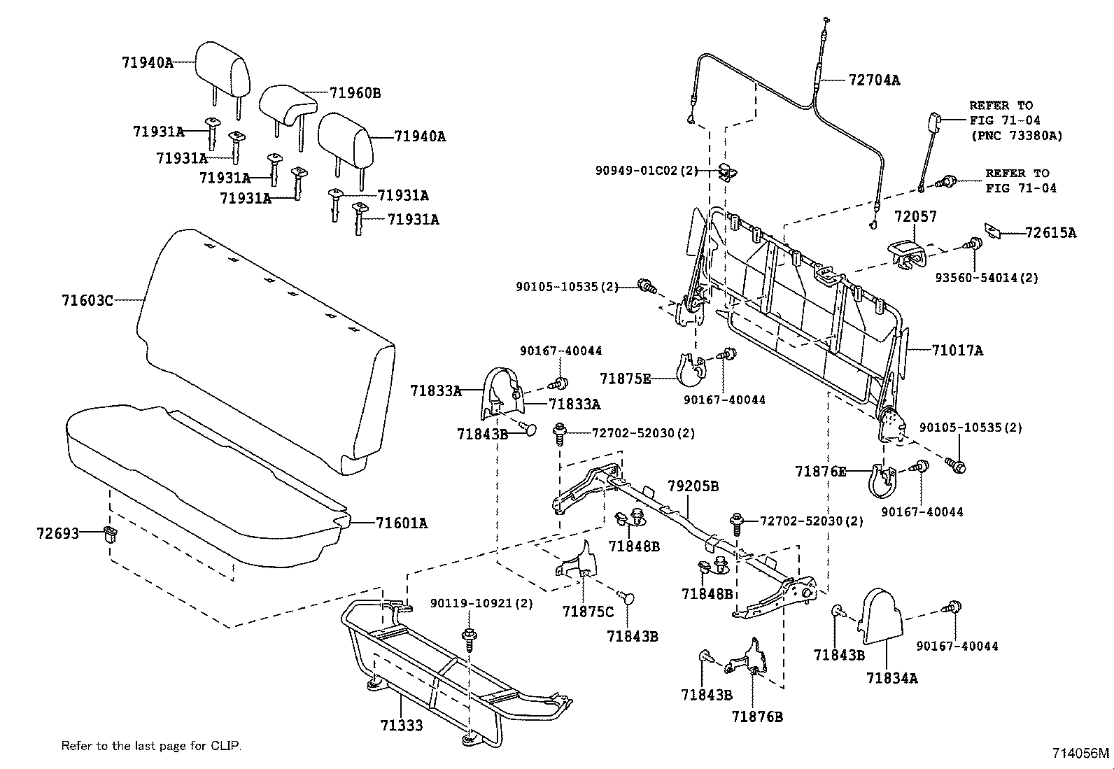 Toyota 71930-52030-B0 SUPPORT, REAR SEAT HEADREST