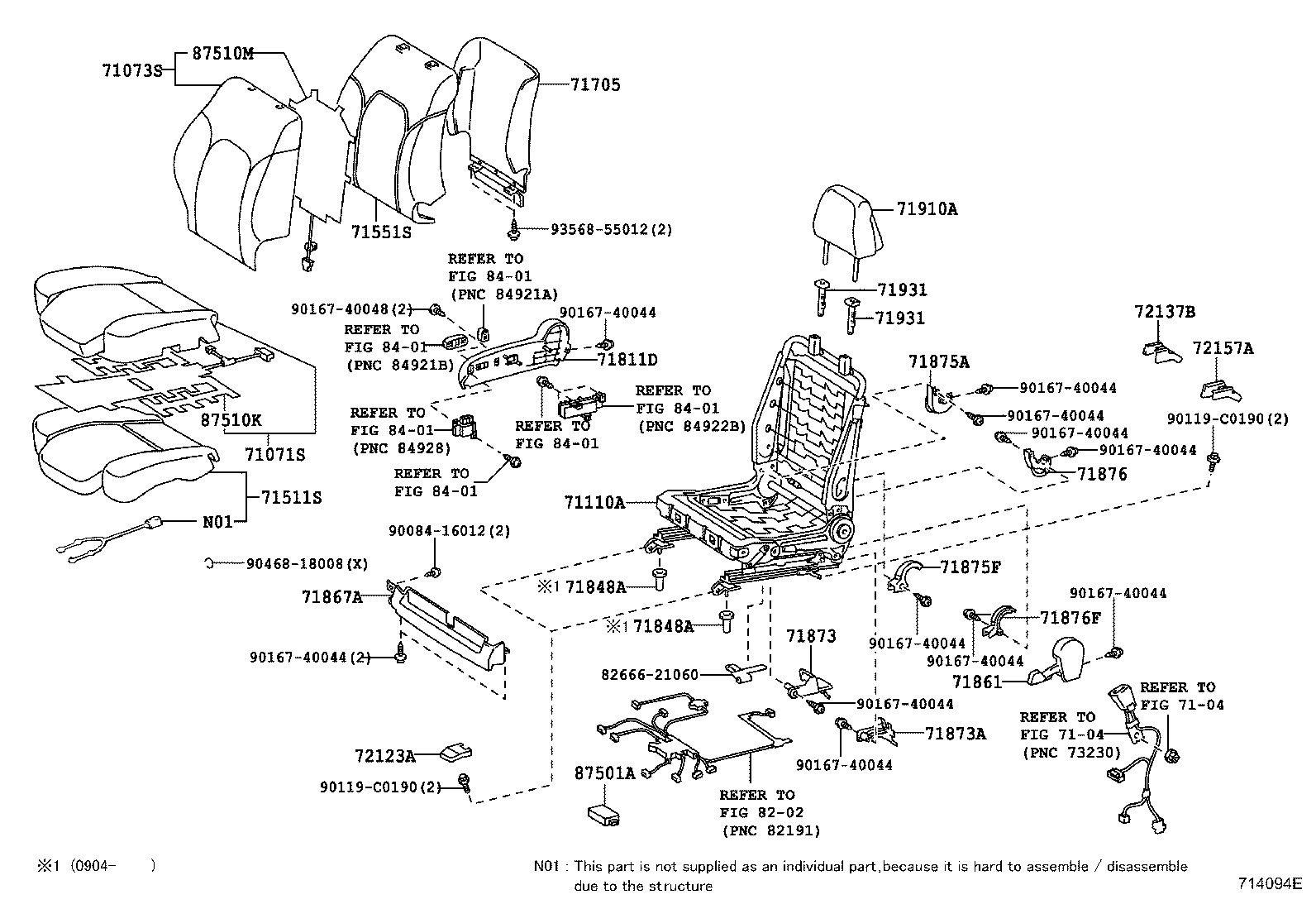 71501-0P010 PAD, FRONT SEAT CUSHION, RH(FOR SEPARATE TYPE) product image