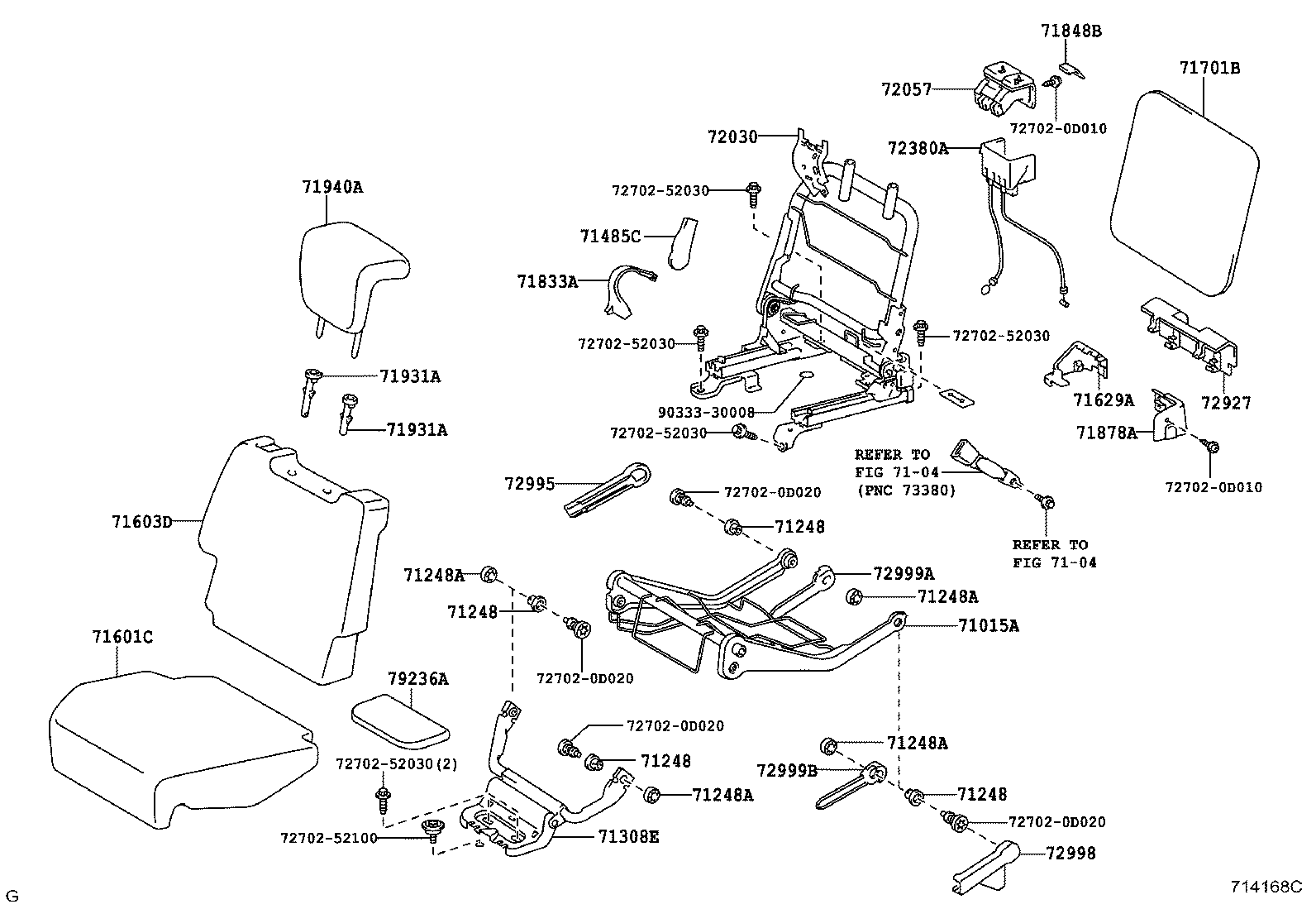 Toyota 71016-0D020 FRAME SUB-ASSY, REAR SEAT CUSHION, LH