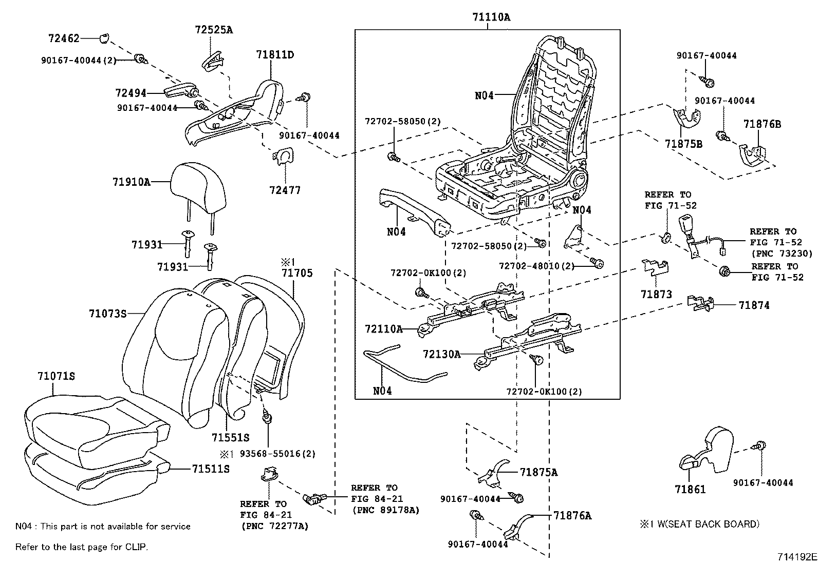 71017-42100 FRAME SUB-ASSY, REAR SEAT BACK, RH product image