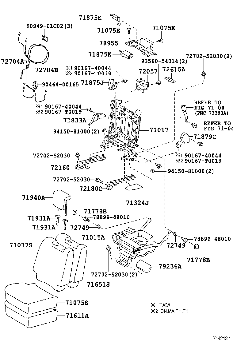 71017-0D060 FRAME SUB-ASSY, REAR SEAT BACK product image