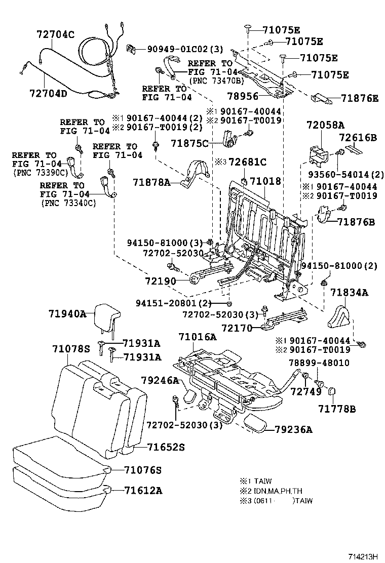 71017-0D060 FRAME SUB-ASSY, REAR SEAT BACK product image