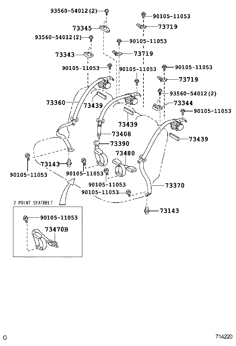 73230-52521-C0 BELT ASSY, FRONT SEAT INNER, RH product image