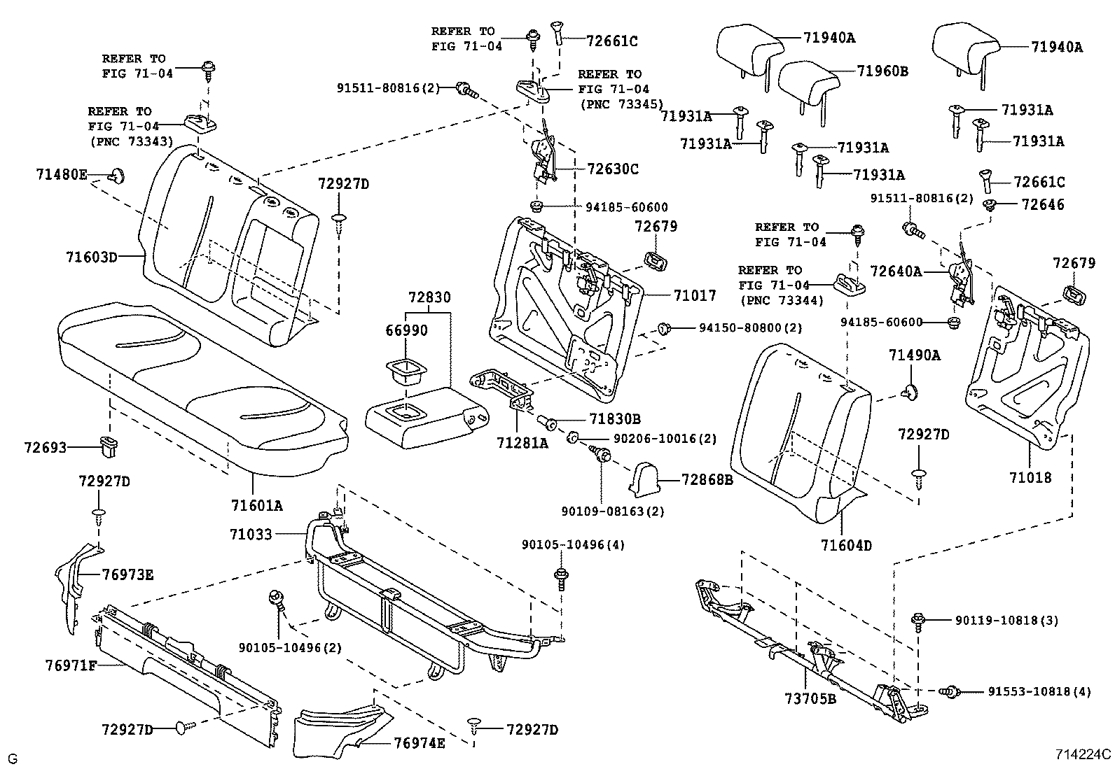 Toyota 71033-52010 LEG SUB-ASSY, REAR SEAT CUSHION