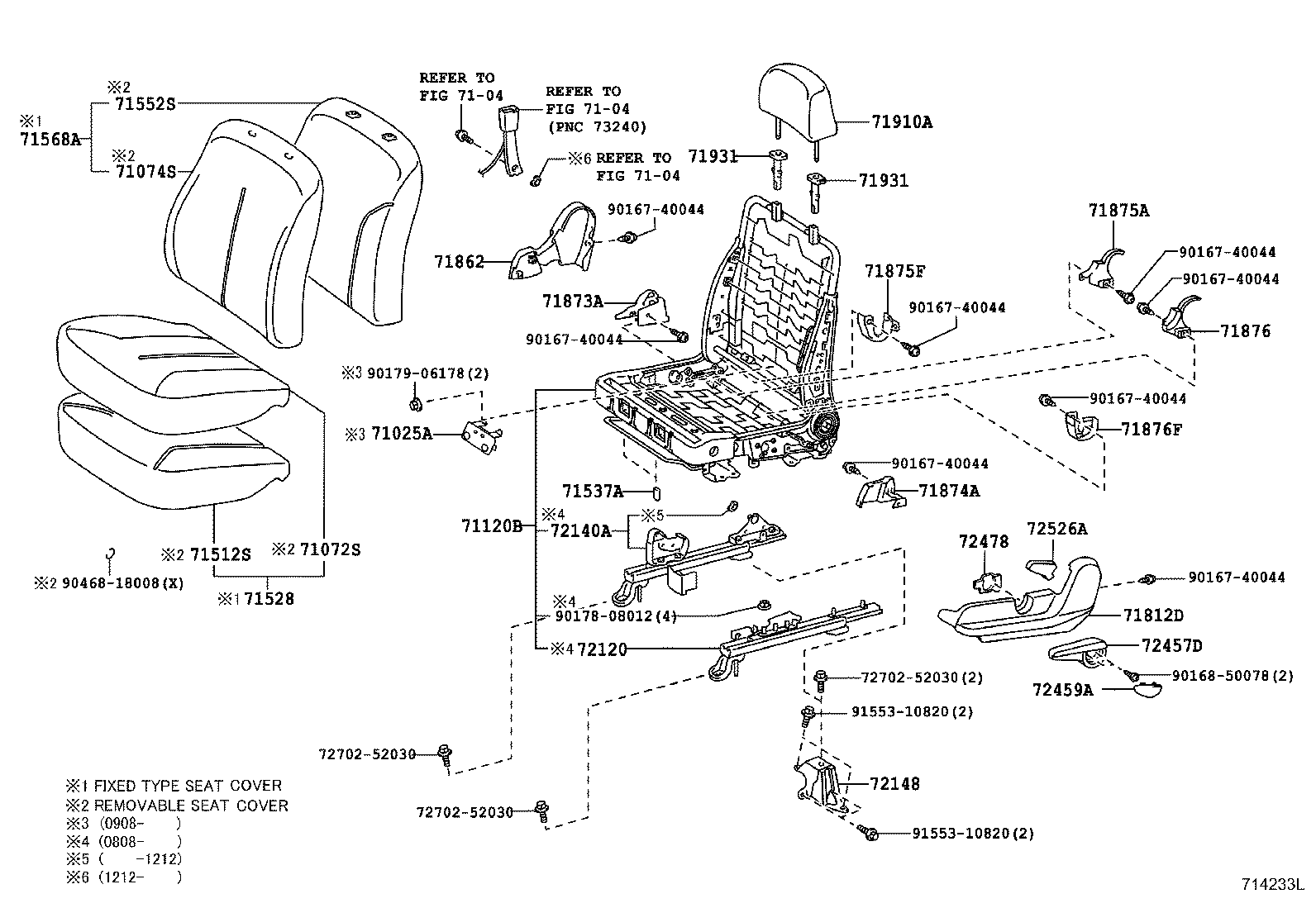 Toyota 71073-52G80-B2 COVER, FRONT SEAT BACK, RH(FOR SEPARATE TYPE)