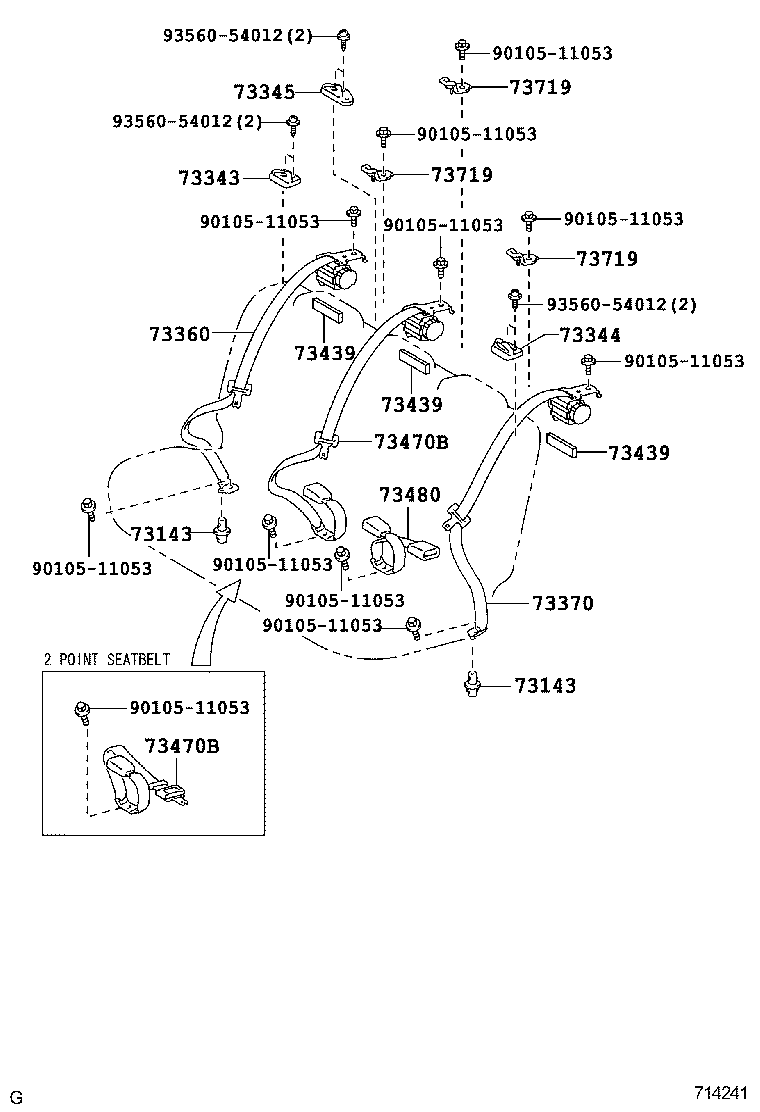 73230-52601-C0 BELT ASSY, FRONT SEAT INNER, LH product image