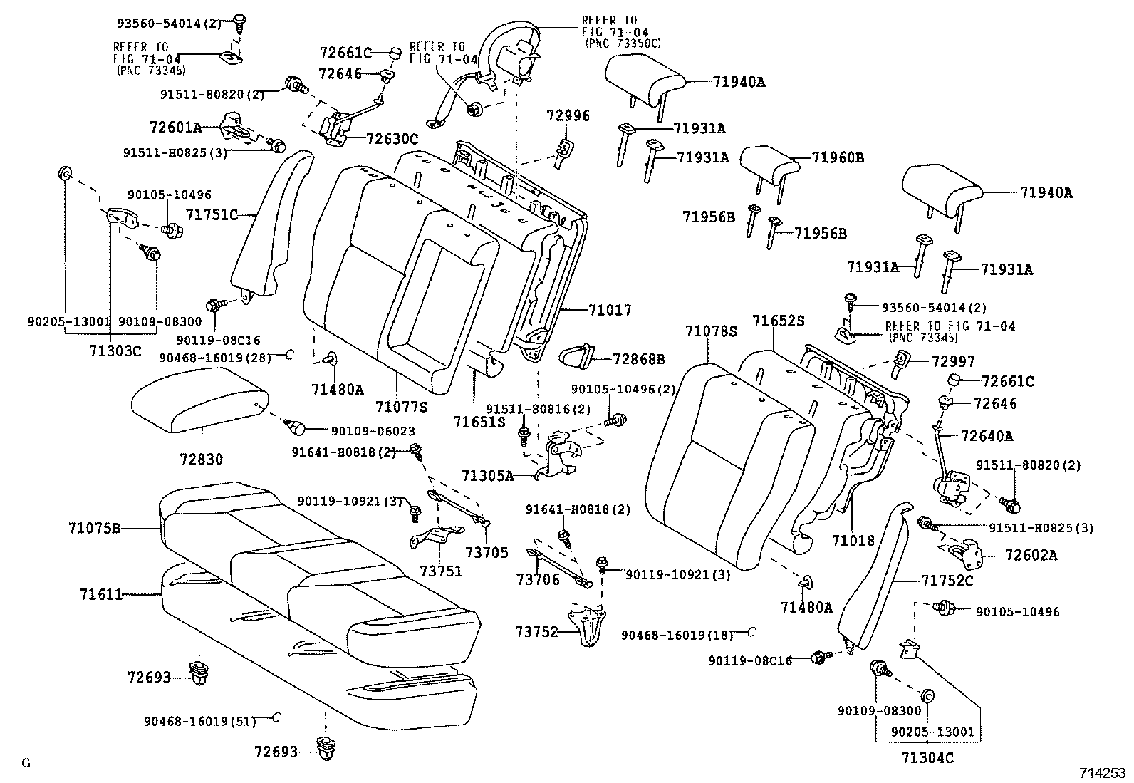 72830-47060-B3 ARMREST ASSY, REAR SEAT, CENTER product image