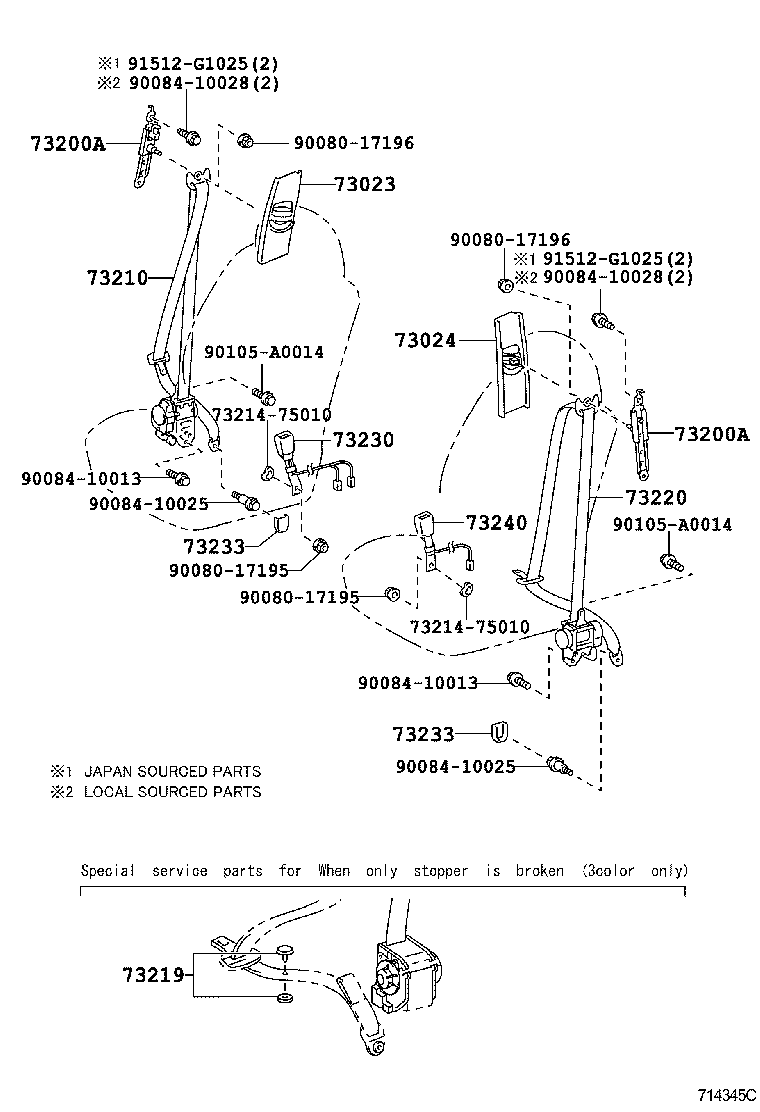 Toyota 73023-06030-B0 PLATE SUB-ASSY, FRONT SHOULDER BELT ANCHOR, RH