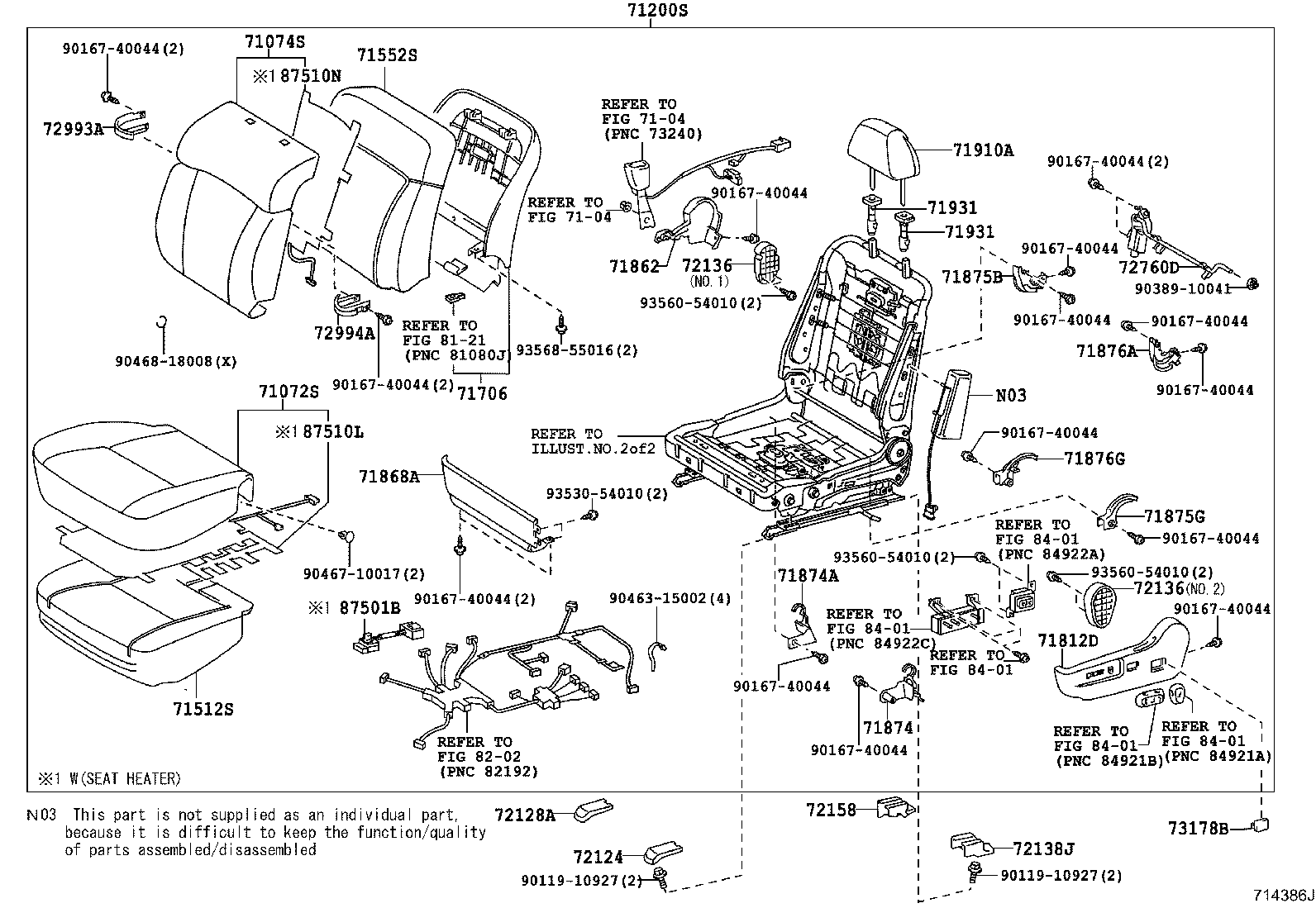 Toyota 71073-30E31-A3 COVER, FRONT SEAT BACK, RH(FOR SEPARATE TYPE)