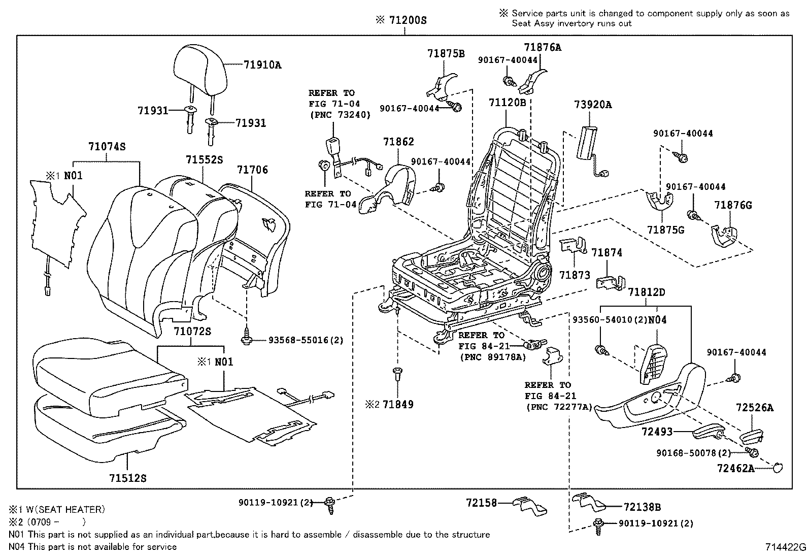 71502-33160 PAD, FRONT SEAT CUSHION, LH (FOR SEPARATE TYPE) product image