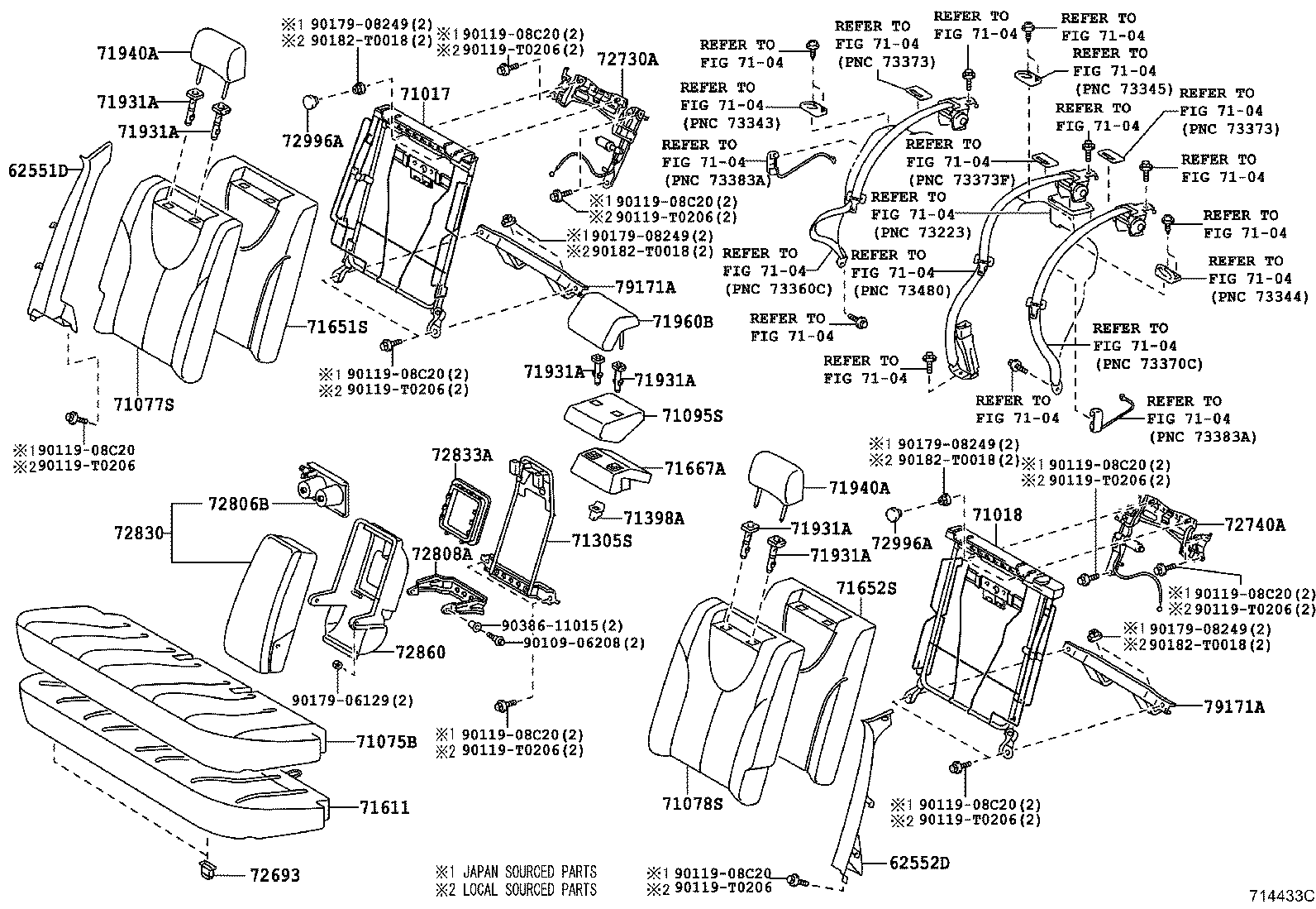 71017-06110 FRAME SUB-ASSY, REAR SEAT BACK, RH product image