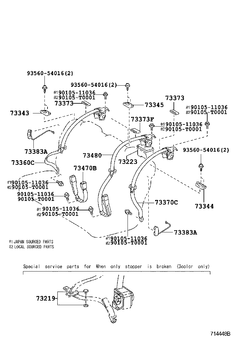 73230-06320-C0 BELT ASSY, FRONT SEAT INNER, RH product image