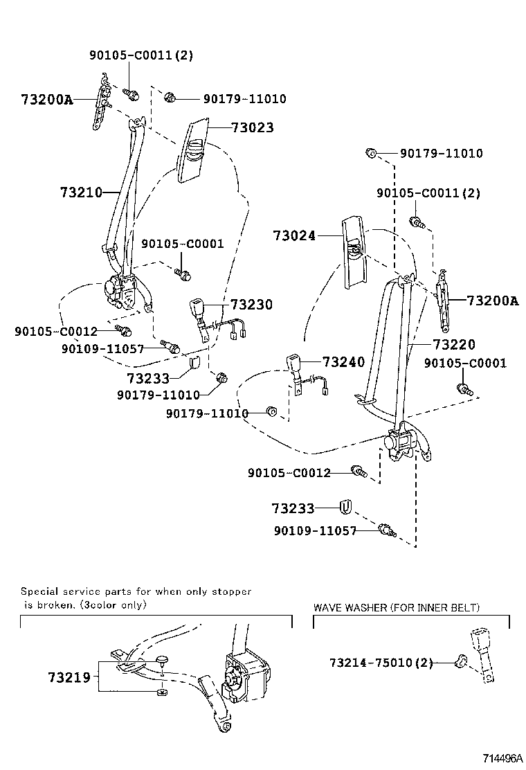 73223-06040 COVER, SEAT BELT RETRACTOR product image