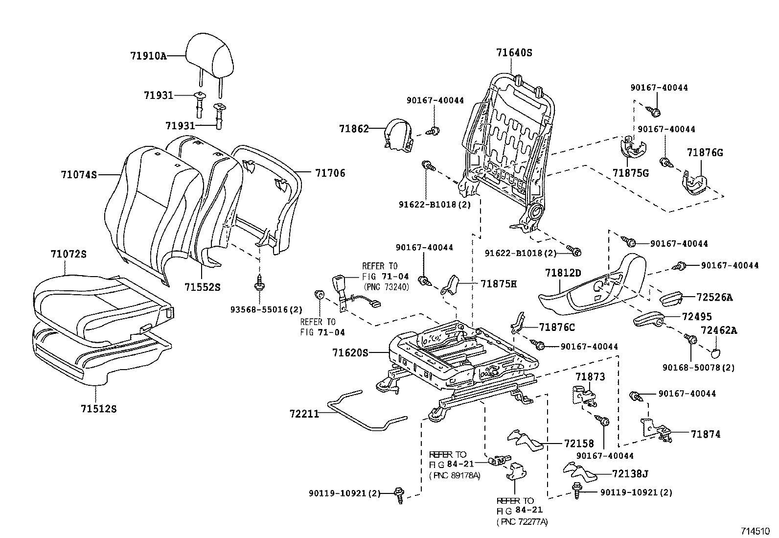71630-06280 SPRING ASSY, FRONT SEAT BACK, RH(FOR SEPARATE TYPE) product image