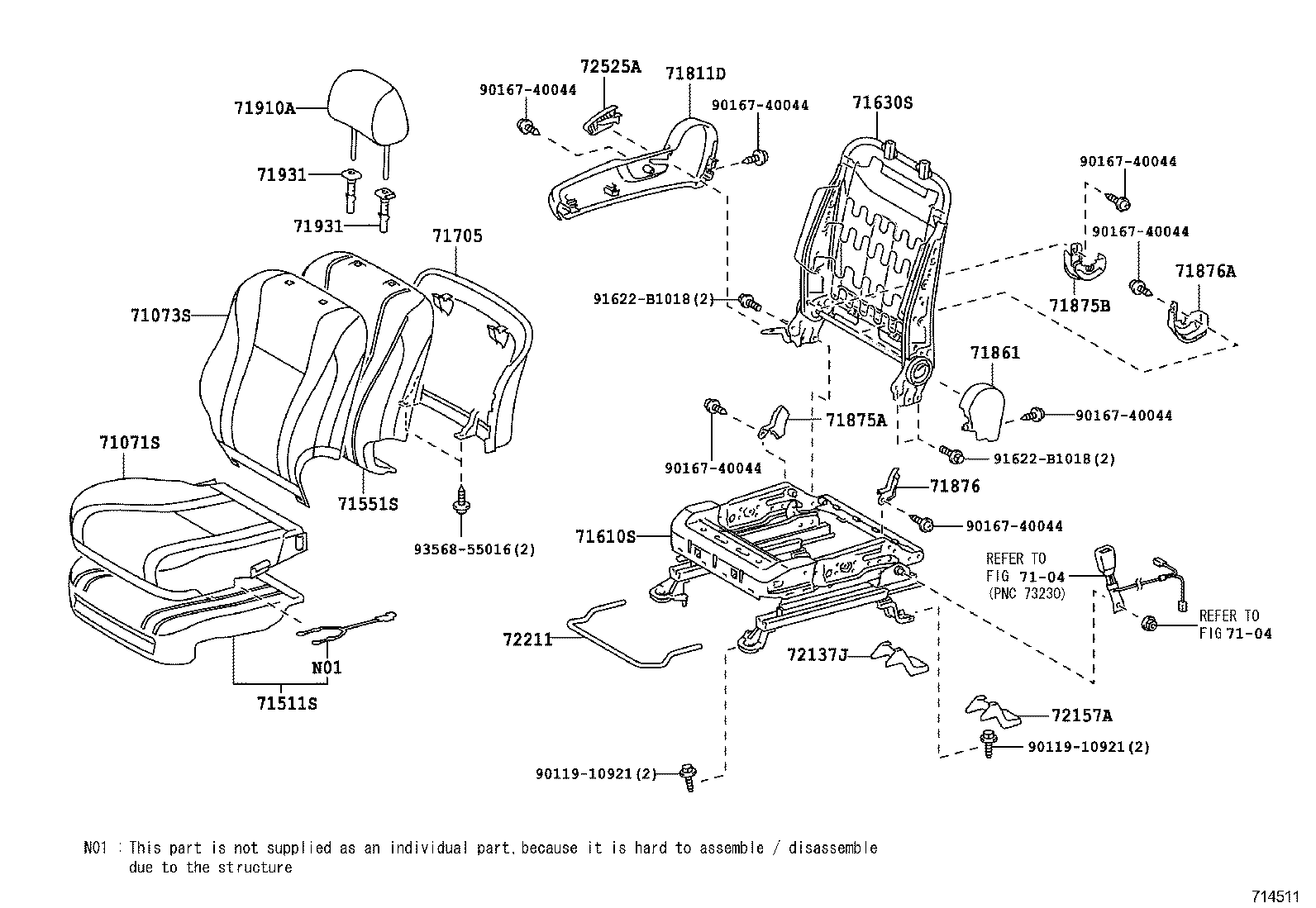 71630-06280 SPRING ASSY, FRONT SEAT BACK, RH(FOR SEPARATE TYPE) product image