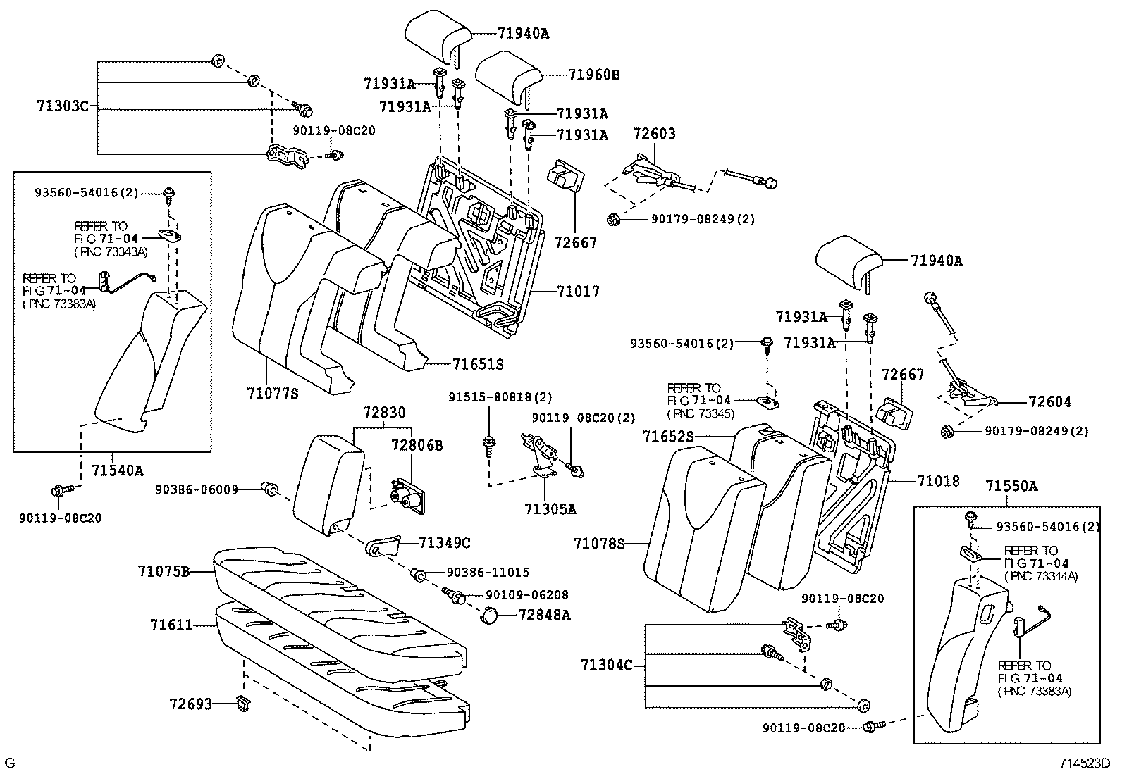 71017-06120 FRAME SUB-ASSY, REAR SEAT BACK, RH product image