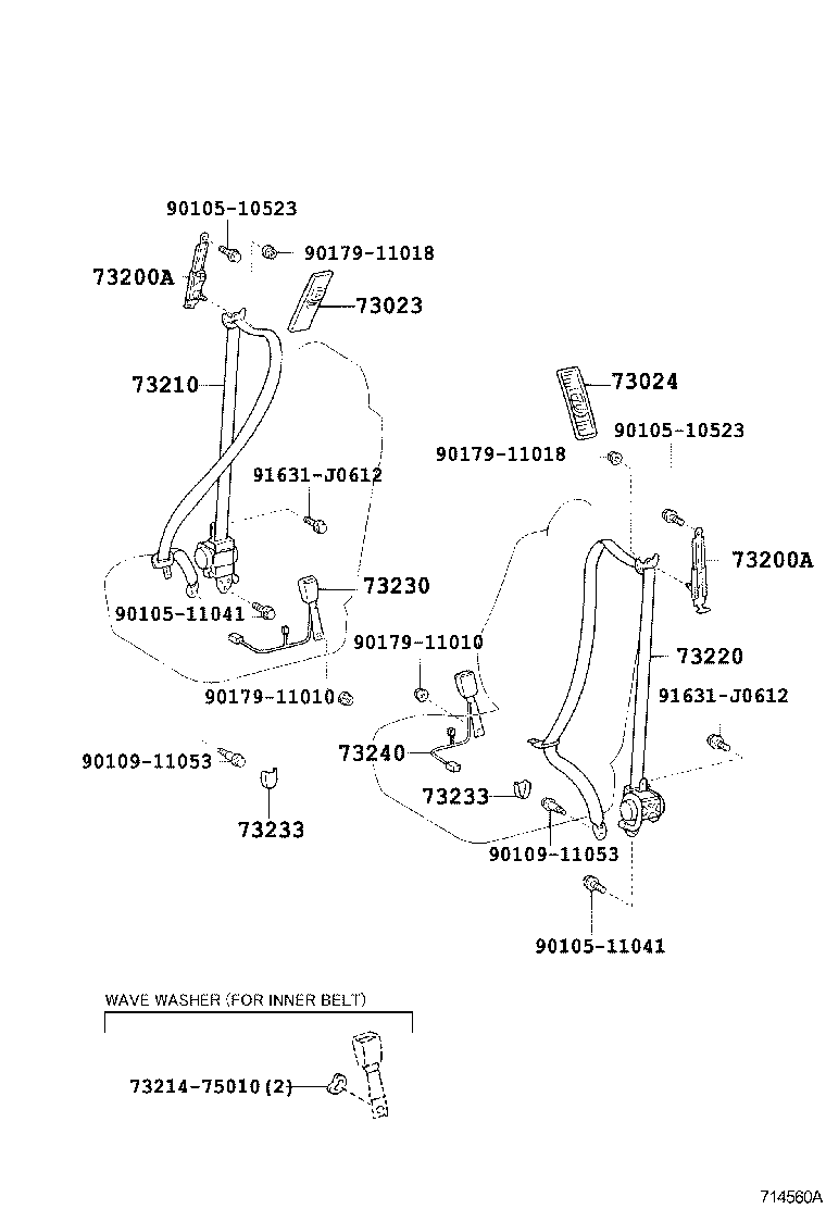 73200-0G010 ADJUSTER ASSY, FRONT SHOULDER BELT ANCHOR product image