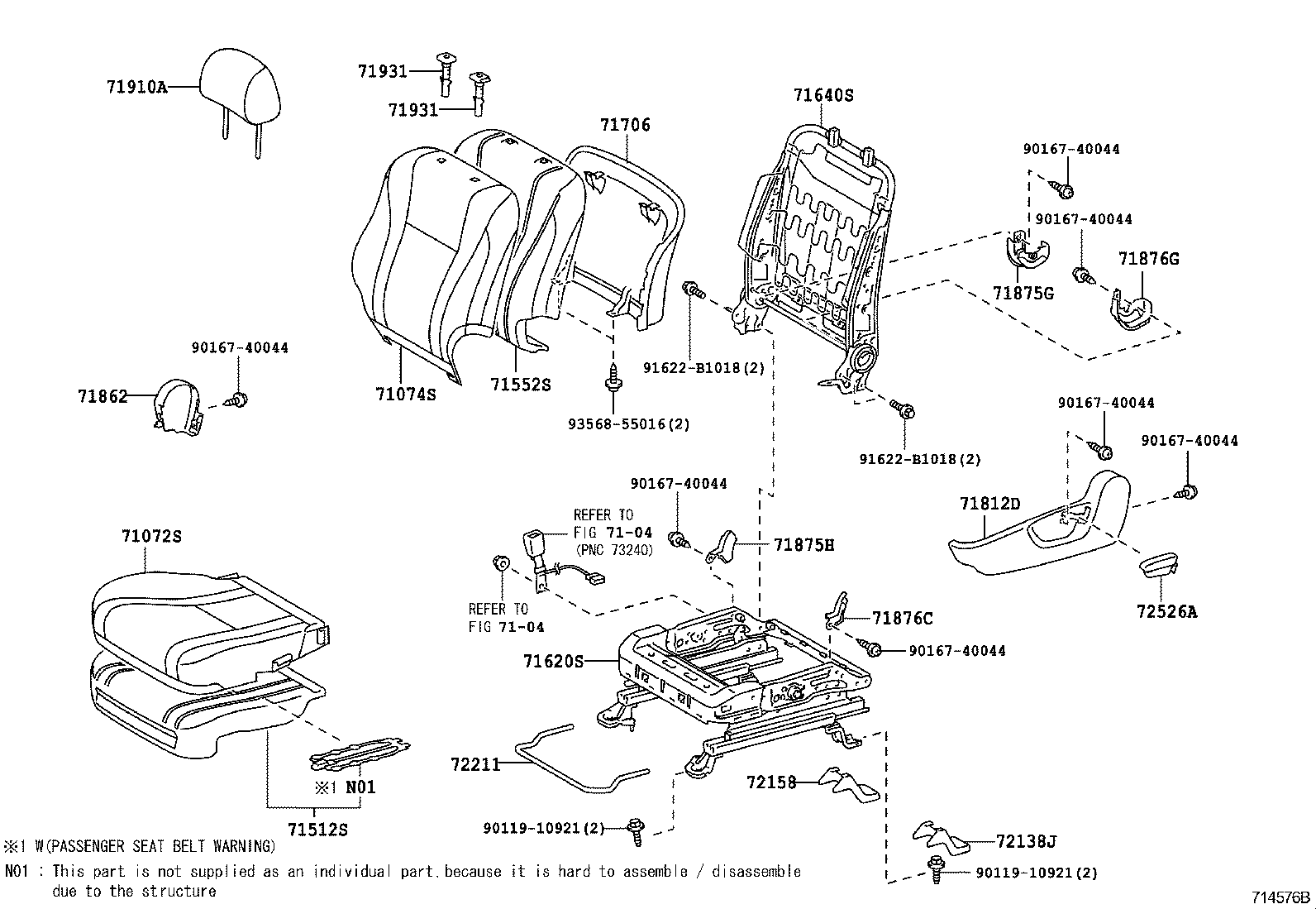 71630-06280 SPRING ASSY, FRONT SEAT BACK, RH(FOR SEPARATE TYPE) product image