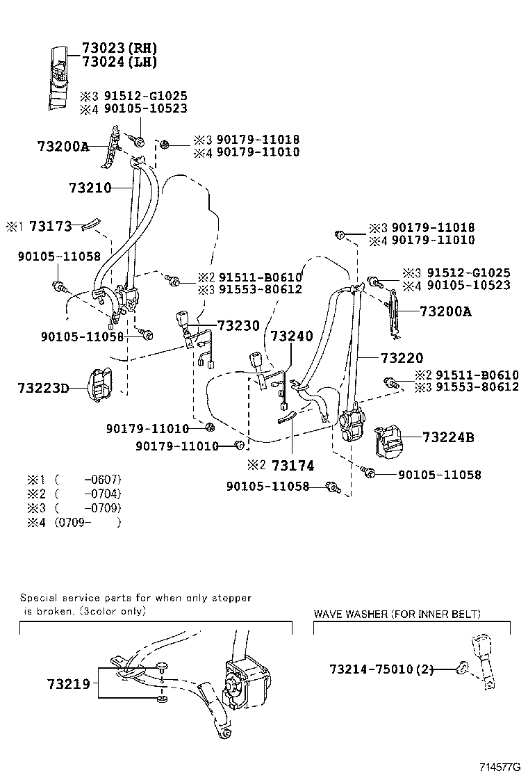 Toyota 73023-30020-A2 PLATE SUB-ASSY, FRONT SHOULDER BELT ANCHOR, RH