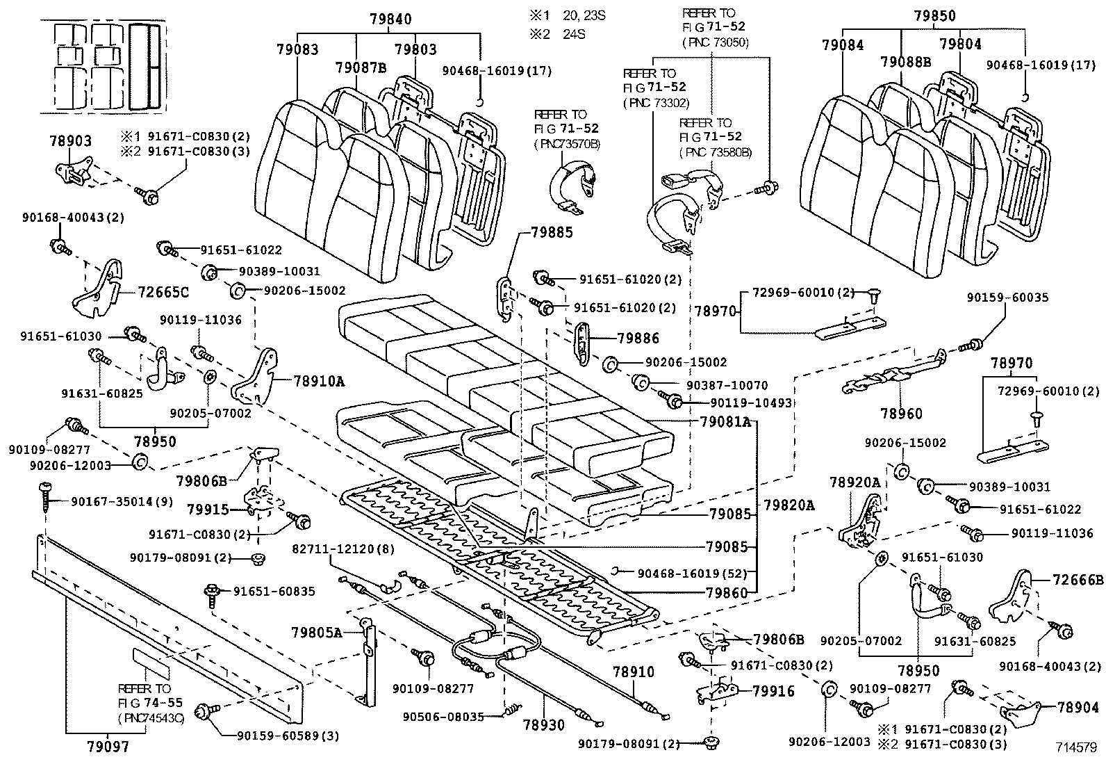 79103-0S030 FRAME SUB-ASSY, NO.1 SEAT BACK, RH product image