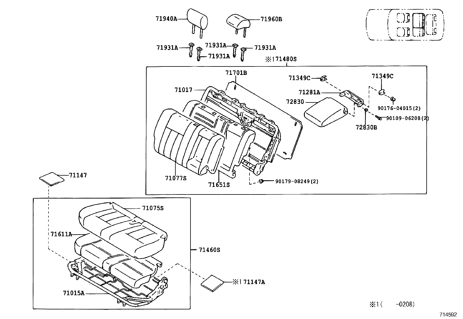 71017-60360 FRAME SUB-ASSY, REAR SEAT BACK, RH product image