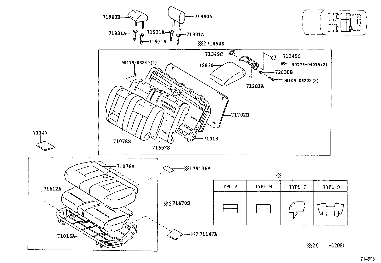 71017-60360 FRAME SUB-ASSY, REAR SEAT BACK, RH product image