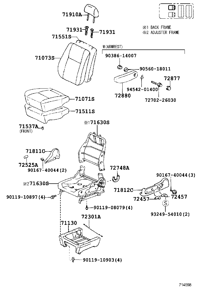 79103-26250 SPRING ASSY, NO.1 SEAT BACK product image