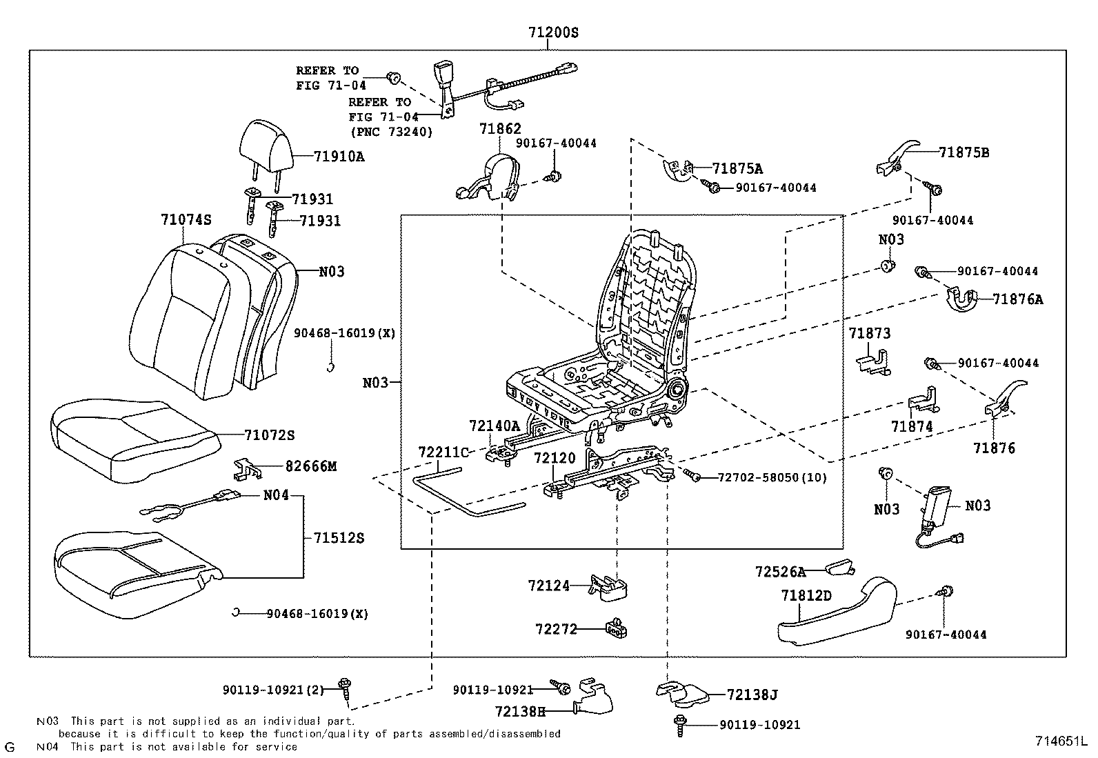 71052-12080 PAD, FRONT SEAT CUSHION, LH (FOR SEPARATE TYPE) product image