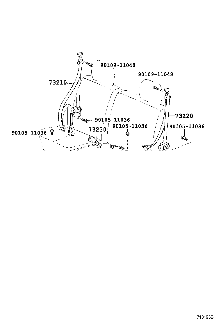 73230-37191-B0 BELT ASSY, FRONT SEAT INNER, RH product image