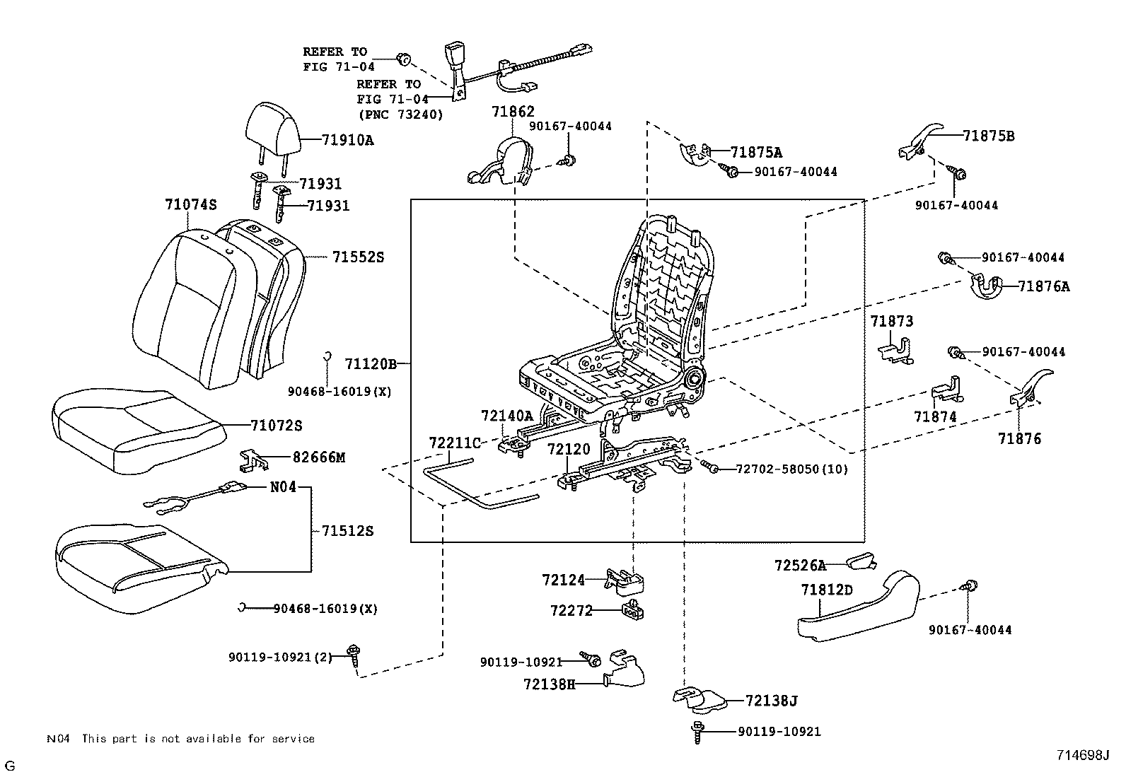 71052-12080 PAD, FRONT SEAT CUSHION, LH (FOR SEPARATE TYPE) product image