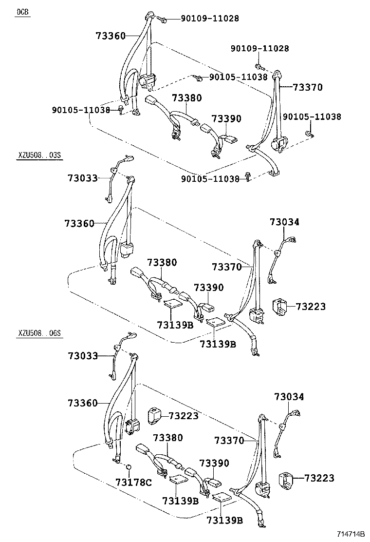73240-37161-B5 BELT ASSY, FRONT SEAT INNER, LH product image