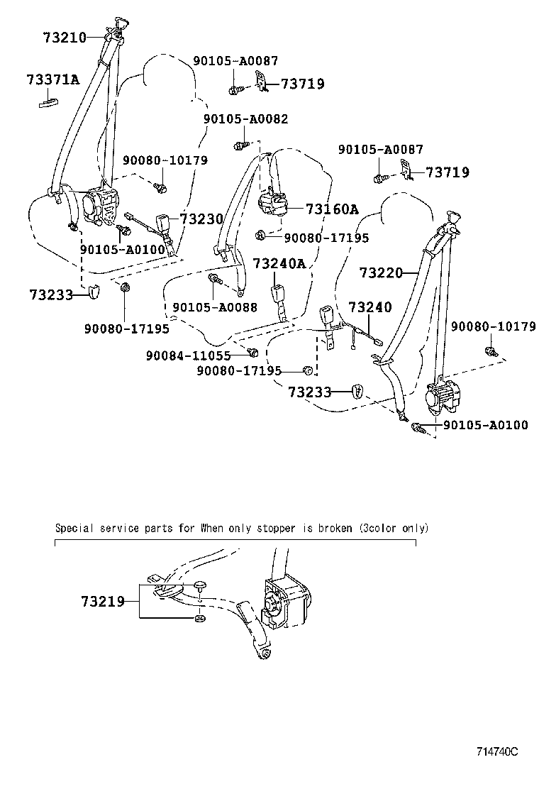 Toyota 73023-0C010-E0 PLATE SUB-ASSY, FRONT SHOULDER BELT ANCHOR, RH
