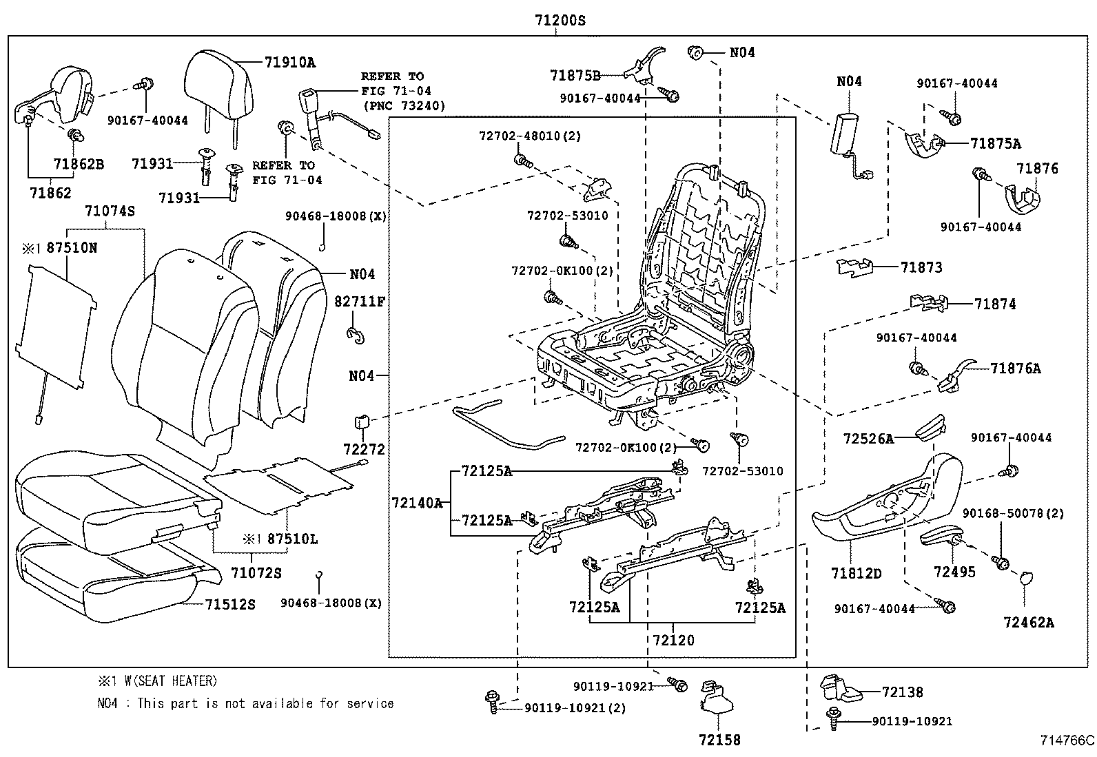 71501-12010 PAD, FRONT SEAT CUSHION, RH(FOR SEPARATE TYPE) product image