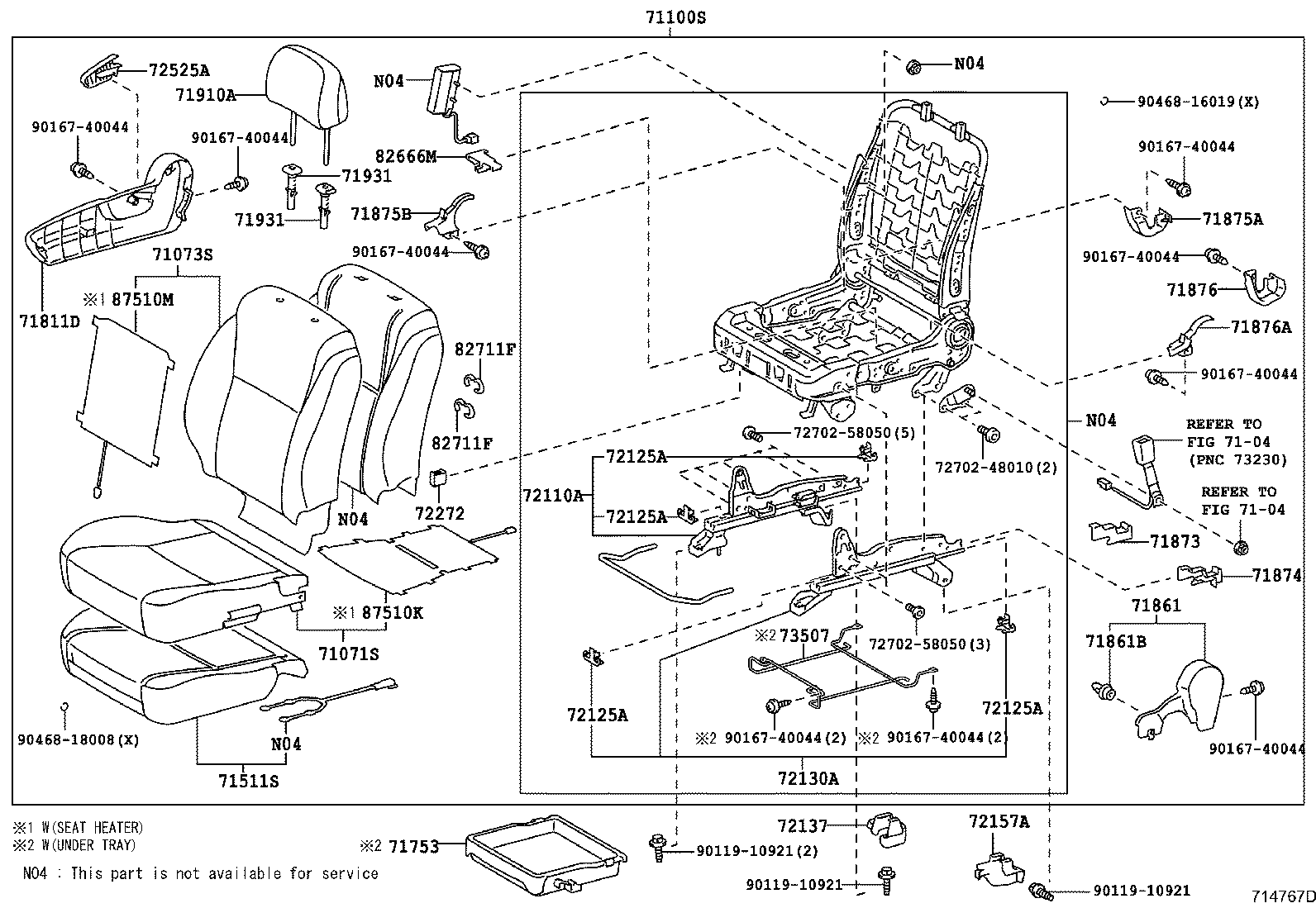 71501-12010 PAD, FRONT SEAT CUSHION, RH(FOR SEPARATE TYPE) product image