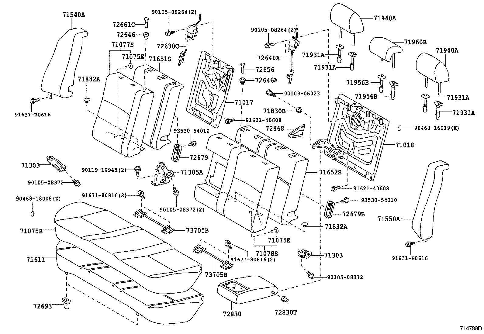 71018-12400 FRAME SUB-ASSY, REAR SEAT BACK, LH product image
