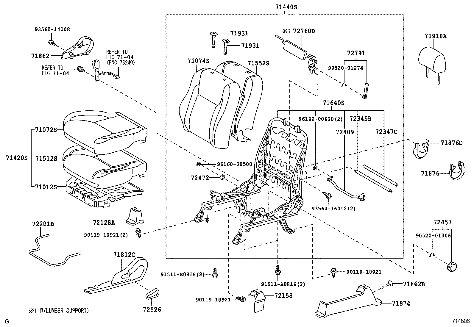 71630-06140 SPRING ASSY, FRONT SEAT BACK, RH(FOR SEPARATE TYPE) product image