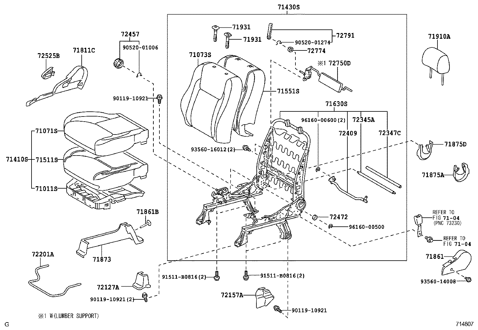 71630-06140 SPRING ASSY, FRONT SEAT BACK, RH(FOR SEPARATE TYPE) product image
