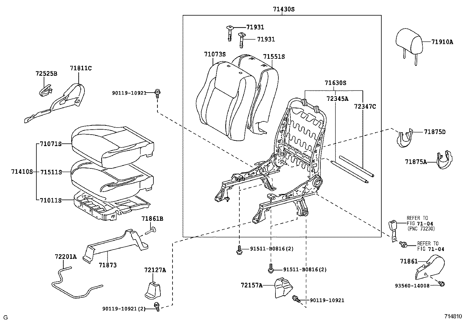 71630-06140 SPRING ASSY, FRONT SEAT BACK, RH(FOR SEPARATE TYPE) product image