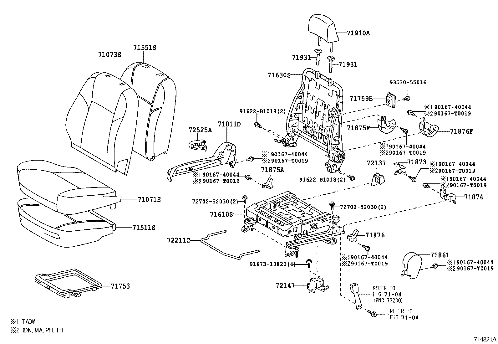 71620-0D080 SPRING ASSY, FRONT SEAT CUSHION, LH(FOR SEPARATE TYPE) product image