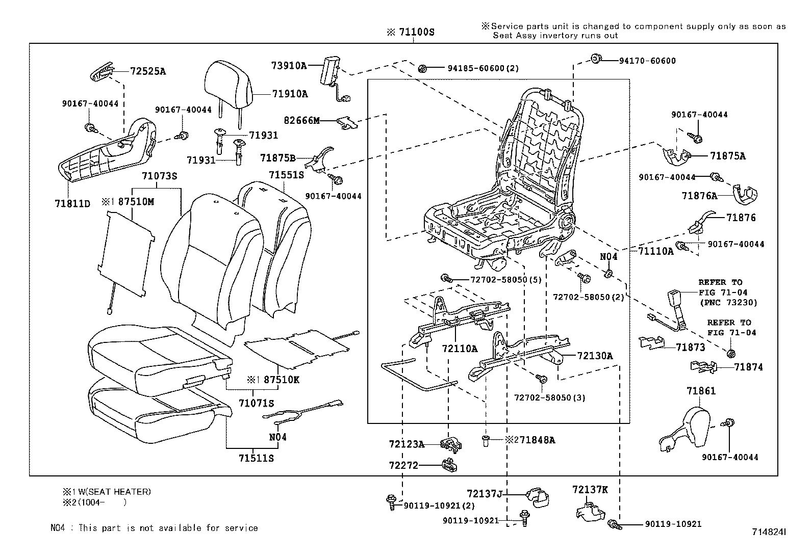 71052-12100 PAD, FRONT SEAT CUSHION, LH (FOR SEPARATE TYPE) product image