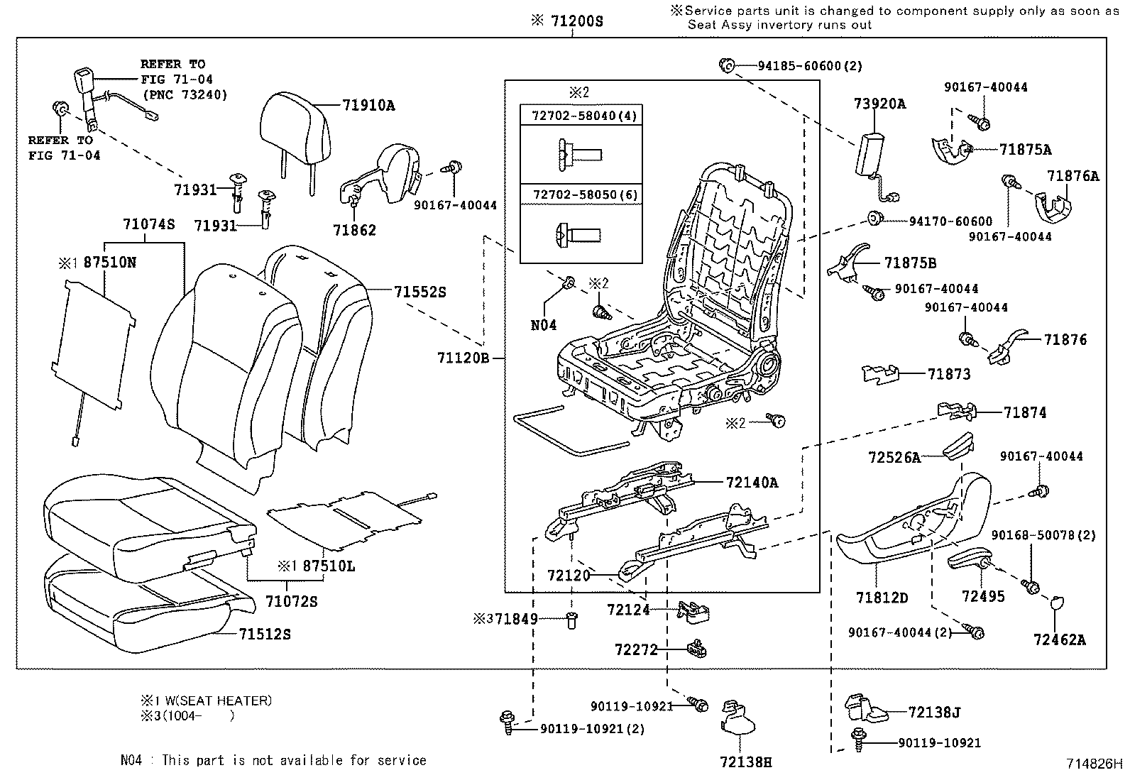 71052-12100 PAD, FRONT SEAT CUSHION, LH (FOR SEPARATE TYPE) product image