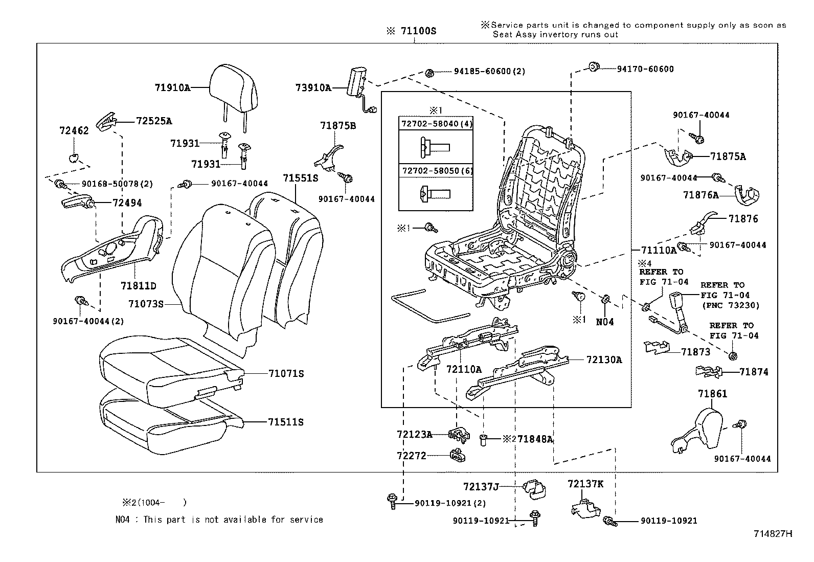 71052-12100 PAD, FRONT SEAT CUSHION, LH (FOR SEPARATE TYPE) product image