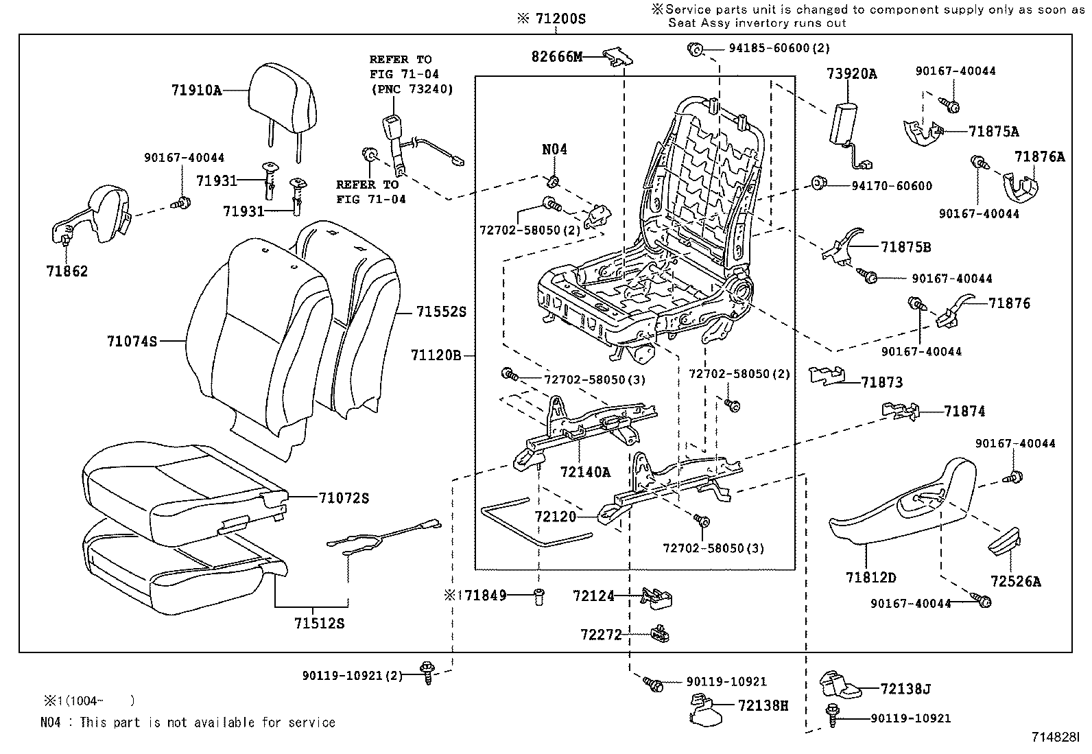 71052-12100 PAD, FRONT SEAT CUSHION, LH (FOR SEPARATE TYPE) product image